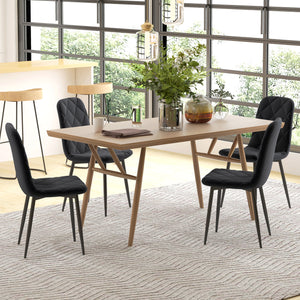 Lot de 4 chaises de salle à manger rembourrées avec pieds en acier, chaise de cuisine moderne pour salle à manger, noir