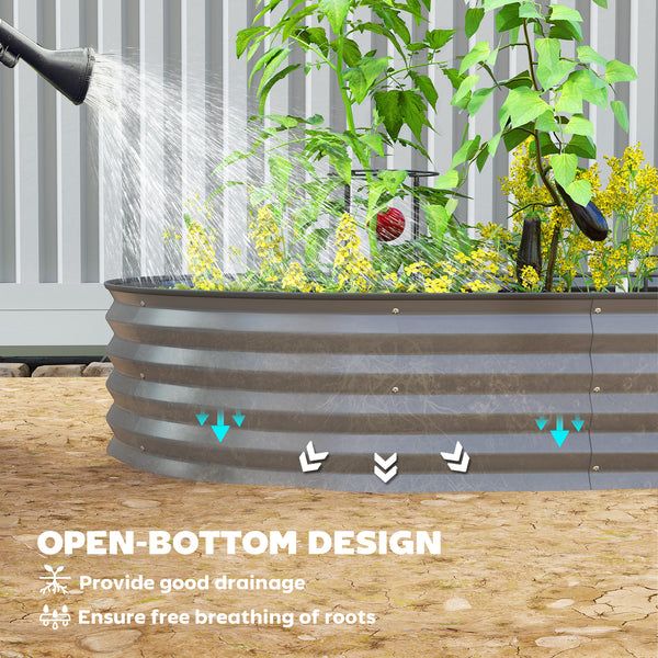 Jardinière d'extérieur surélevée en acier galvanisé avec tuteur en métal, gris foncé