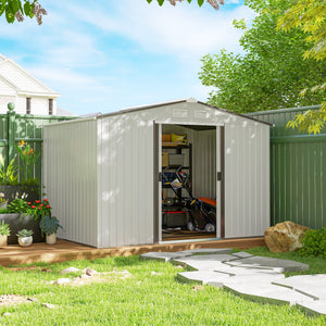 Garden shed with foundation kit, silver color