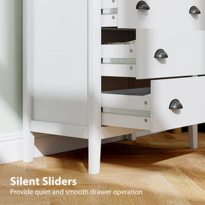 Commode avec glissières silencieuses à 3 tiroirs pour chambre, blanche