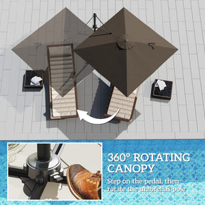 Parasol déporté carré de 8 pieds avec base en croix, marron