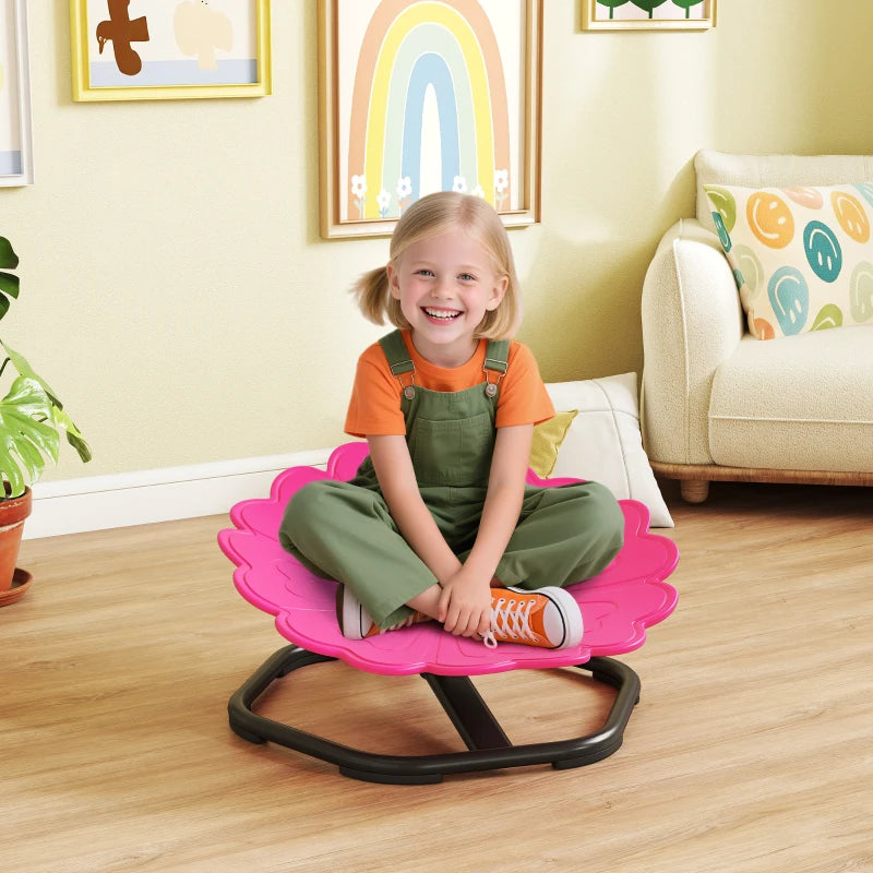 Chaise pivotante pour enfants en forme de fleur rose