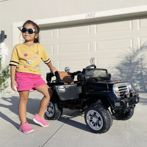 Voiture électrique 12 V pour enfants, modèle Jeep Power Wheels avec télécommande, noir