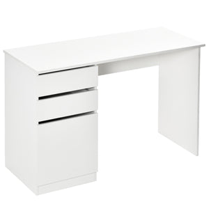 Bureau d'ordinateur moderne avec tiroir de rangement et armoire, blanc