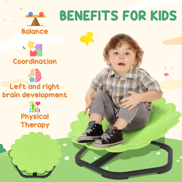 Chaise pivotante en forme de fleur pour enfants, verte