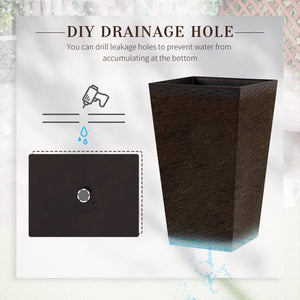 Ensemble de 3 pots à plantes hauts, marron