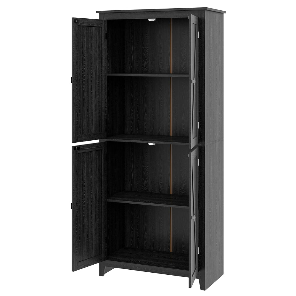 Meuble de rangement avec portes et étagères, noir