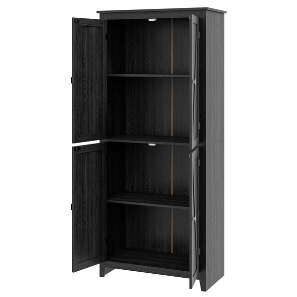 Meuble de rangement avec portes et étagères, noir