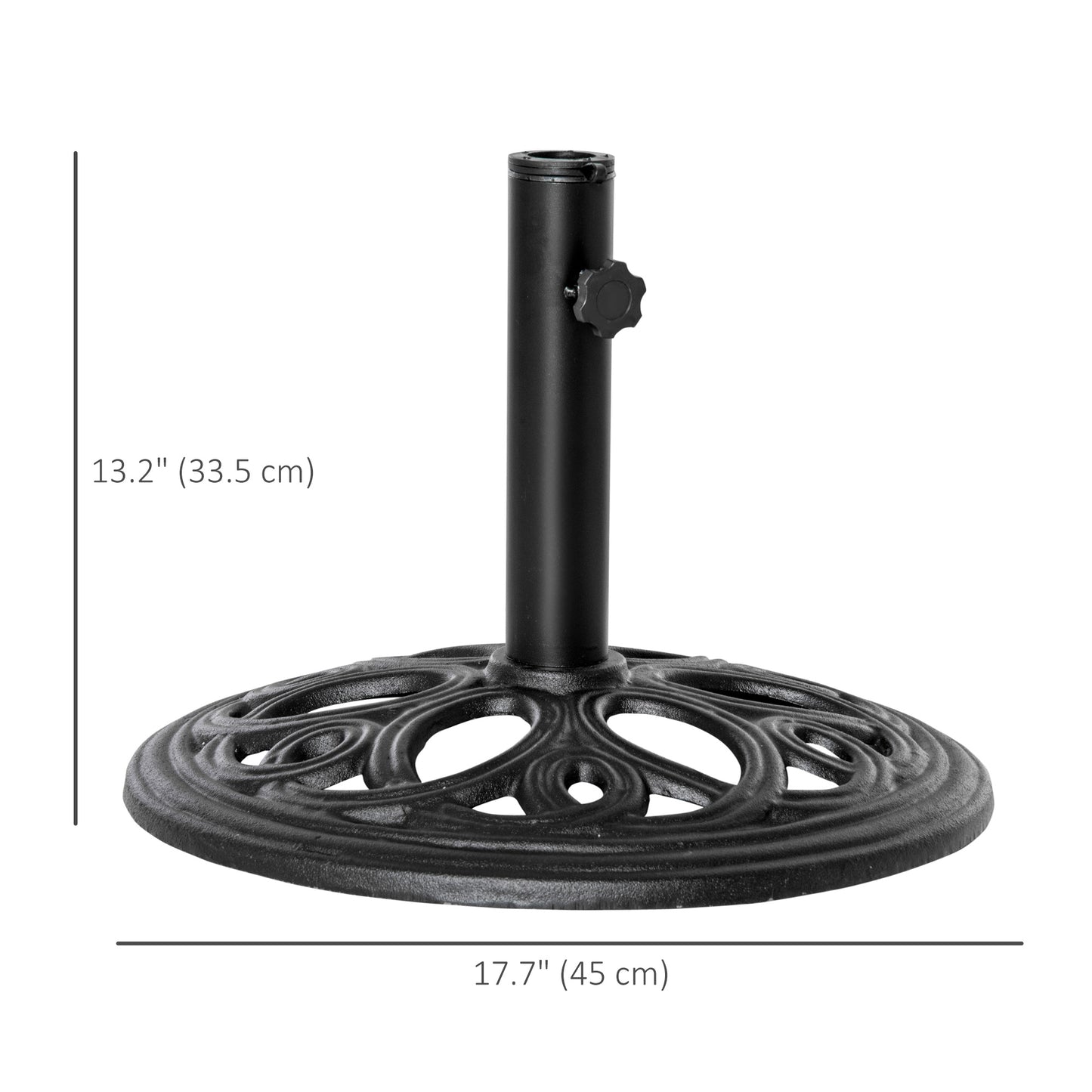 Support de parasol pour terrasse, compatible avec mât de 3,8 cm de diamètre et 5,1 cm de diamètre, noir