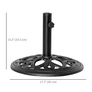 Support de parasol pour terrasse, compatible avec mât de 3,8 cm de diamètre et 5,1 cm de diamètre, noir