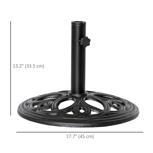 Support de parasol pour terrasse, compatible avec mât de 3,8 cm de diamètre et 5,1 cm de diamètre, noir