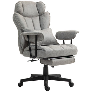 Fauteuil de bureau avec repose-pieds et soutien lombaire, gris