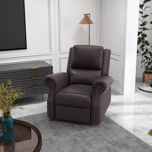 Fauteuil inclinable pivotant à bascule en cuir PU avec dossier et assise rembourrés épais pour salon, marron