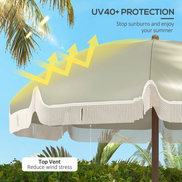 Parasol de plage de 6,2 pieds, beige foncé