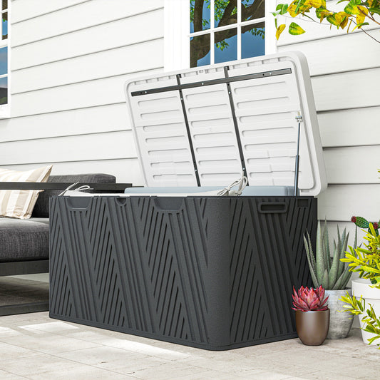 Coffre de rangement extérieur Outsunny 100 gallons en PEHD, étanche et verrouillable, pour outils de jardin et accessoires de piscine