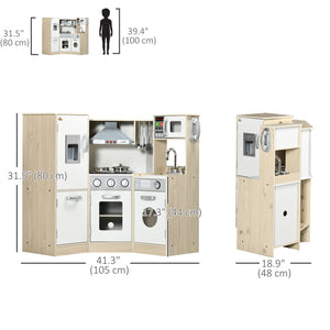 Cuisine enfant en bois Deluxe avec sons et lumières, blanc