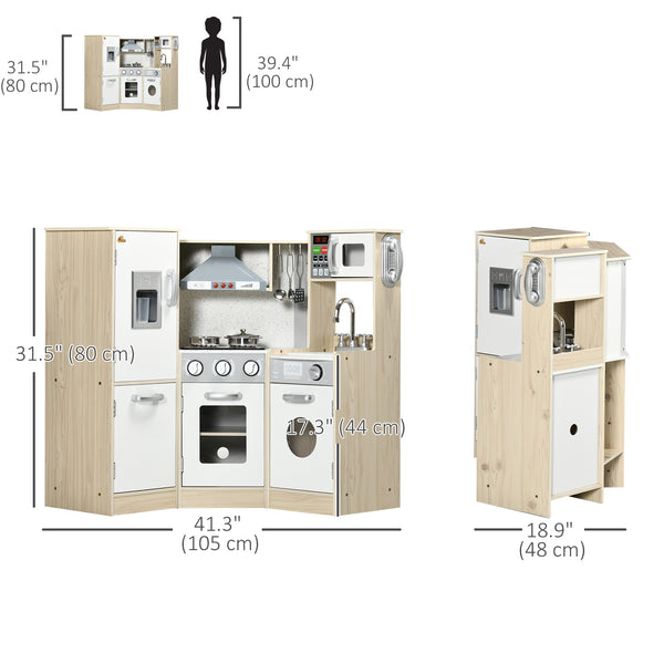 Cuisine enfant en bois Deluxe avec sons et lumières, blanc