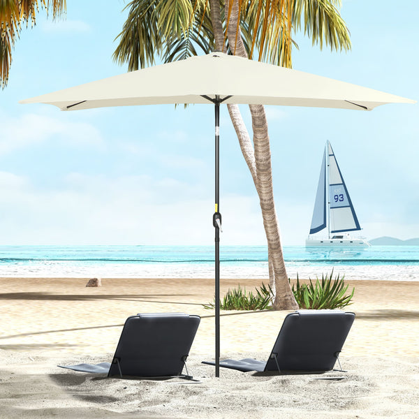 Parasol de jardin rectangulaire inclinable en aluminium 2 x 3 m, parasol de jardin, parasol d'extérieur avec manivelle, blanc crème