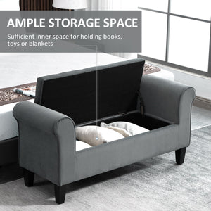 Banc ottoman de rangement capitonné à bouton, gris