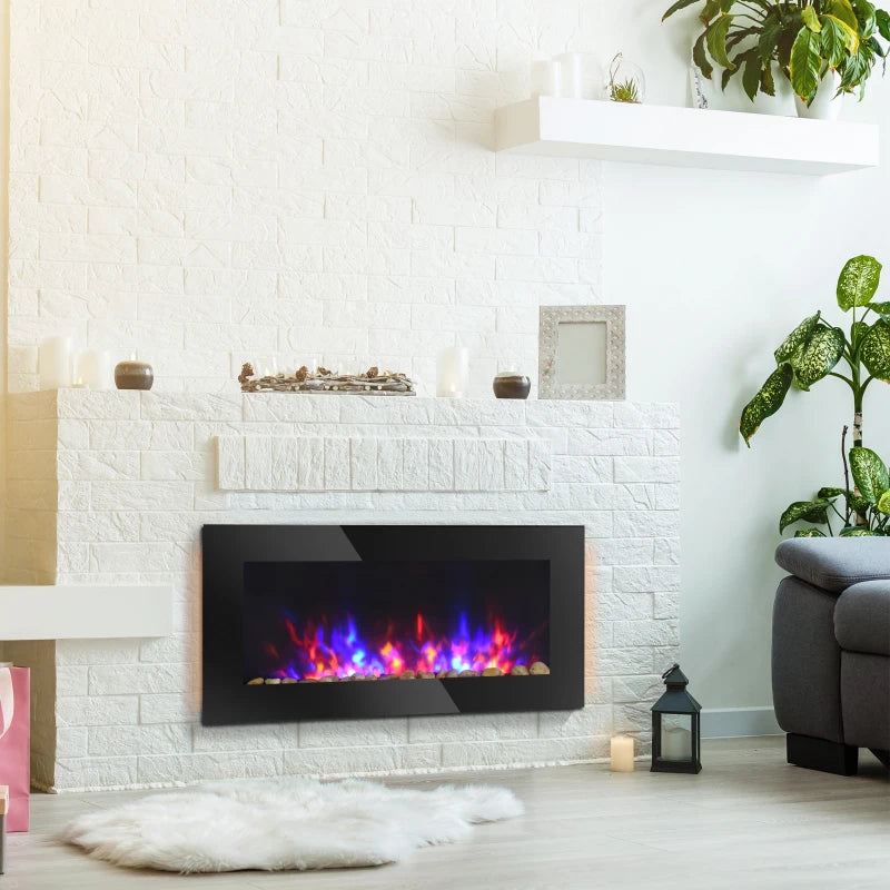 Cheminée électrique murale de 91 cm 750/1500 W, noir