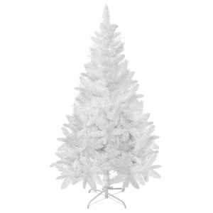 HOMCOM 5ft White Artificial Christmas Tree, Pine Realistic Branches, Self-Open, Indoor Holiday Decor |