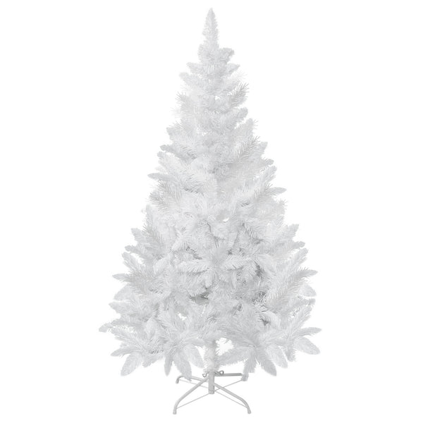 HOMCOM 5ft White Artificial Christmas Tree, Pine Realistic Branches, Self-Open, Indoor Holiday Decor |