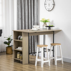 Extendable bar table with adjustable storage shelf, light grey