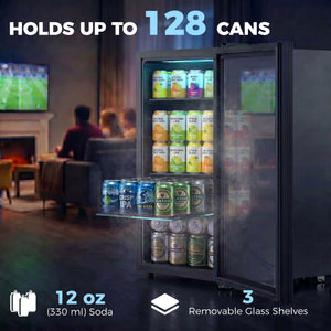 Réfrigérateur à boissons 3,2 pi³, 128 canettes, noir