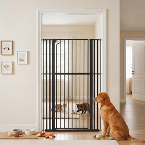 Barrière haute pour animaux 63 po, largeur réglable, noire
