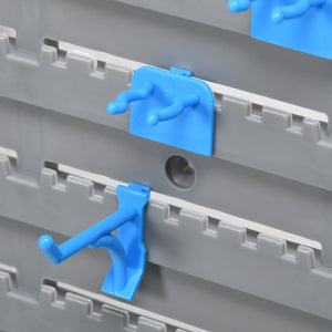 54-piece pegboard and wall shelf with 50 hooks, DIY tool storage for garage, blue