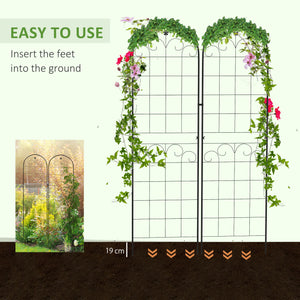Lot de 2 treillis de jardin pour plantes grimpantes, métalliques d'extérieur pour terrasse