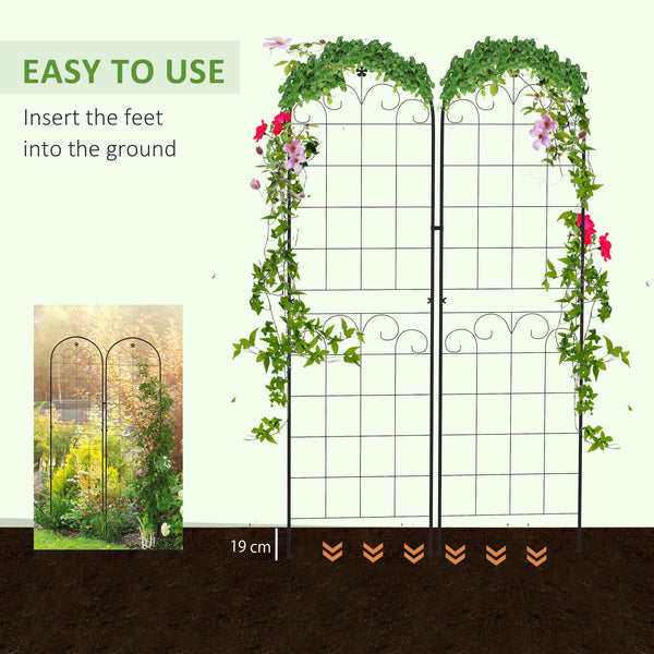 Lot de 2 treillis de jardin pour plantes grimpantes, métalliques d'extérieur pour terrasse