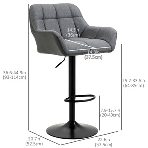 Lot de 2 tabourets de bar pivotants réglables avec repose-pieds, gris