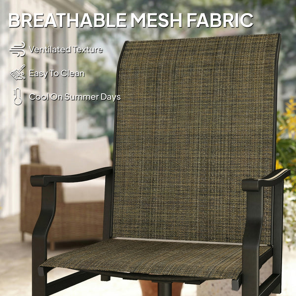 Ensemble de 2 chaises pivotantes d'extérieur avec dossier haut, marron