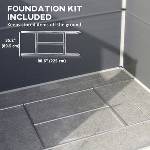 Abri de jardin en plastique avec porte à loquet, aérations, toit incliné, gris foncé