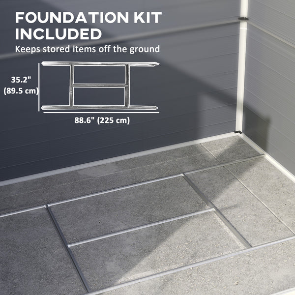 Abri de jardin en plastique avec porte à loquet, aérations, toit incliné, gris foncé