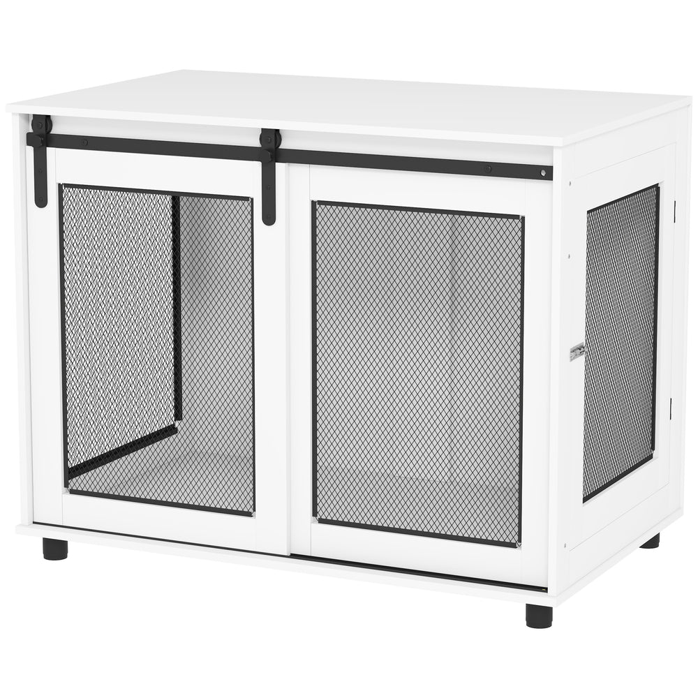 39-inch crate furniture with sliding barn door, white