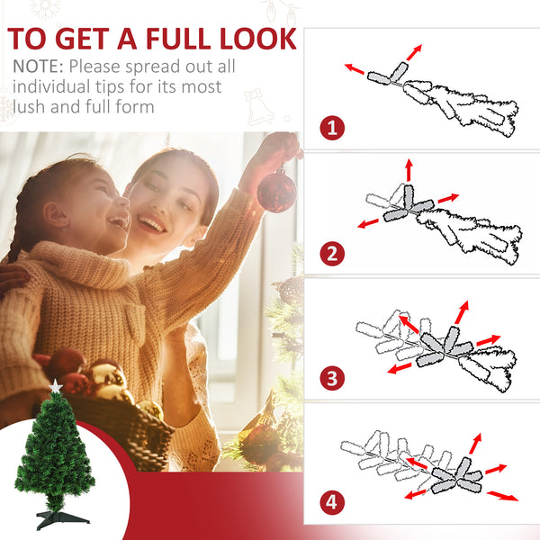 Petit sapin de Noël artificiel pré-éclairé de 2,5 pieds avec fibre optique