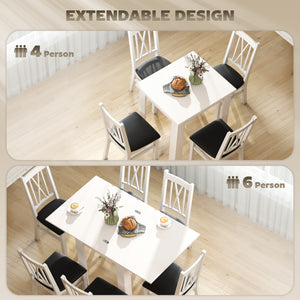 Table de salle à manger extensible pour 4 à 6 personnes, blanche