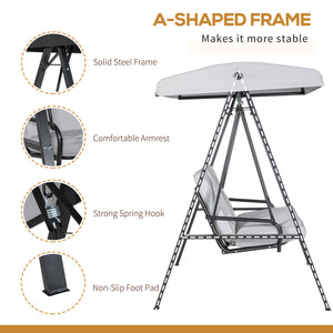 Balancelle 2 places avec auvent réglable, grise