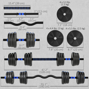 Soozier Adjustable Dumbbell Set, 3-in-1 Weights Dumbbell Set for Home Gym, 55lb Free Weights with Connector and Non-Slip Grip