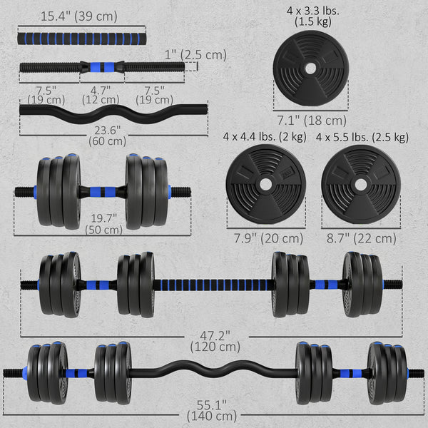 Soozier Adjustable Dumbbell Set, 3-in-1 Weights Dumbbell Set for Home Gym, 55lb Free Weights with Connector and Non-Slip Grip