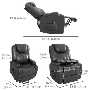 Fauteuil inclinable électrique pour personnes âgées avec repose-pieds, gris