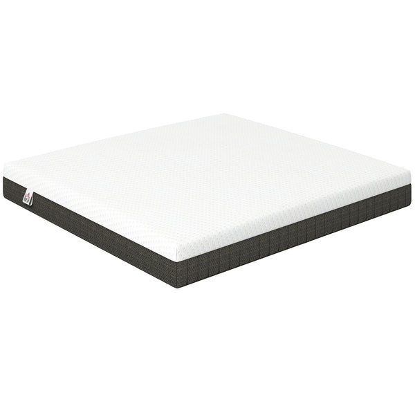 Matelas King 10 po à 3 couches avec mousse mémoire rafraîchissante et soulagement de la pression – Blanc et gris foncé
