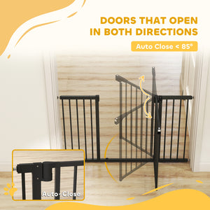 Self-closing safety gate, black