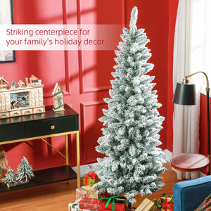 Sapin de Noël crayon de 6 pieds givré vert avec 479 branches et base en métal