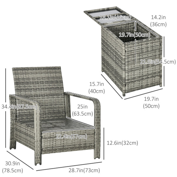 Ensemble de mobilier de jardin 3 pièces en résine tressée, beige