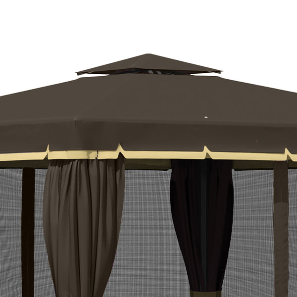 Gazebo 10 x 10 à 2 niveaux avec parois latérales en filet zippées et structure en aluminium