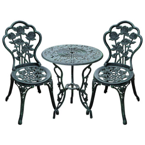 Ensemble table et chaises de bistrot de patio 3 pièces Vert antique