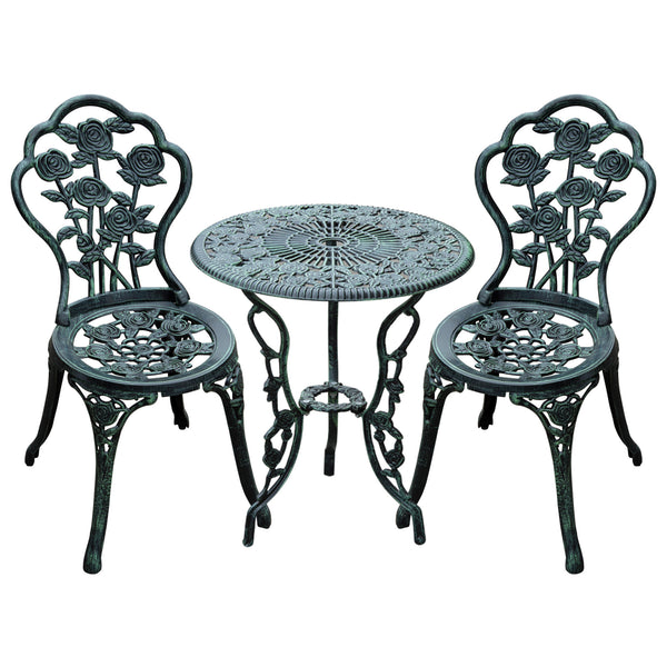 Ensemble table et chaises de bistrot de patio 3 pièces Vert antique
